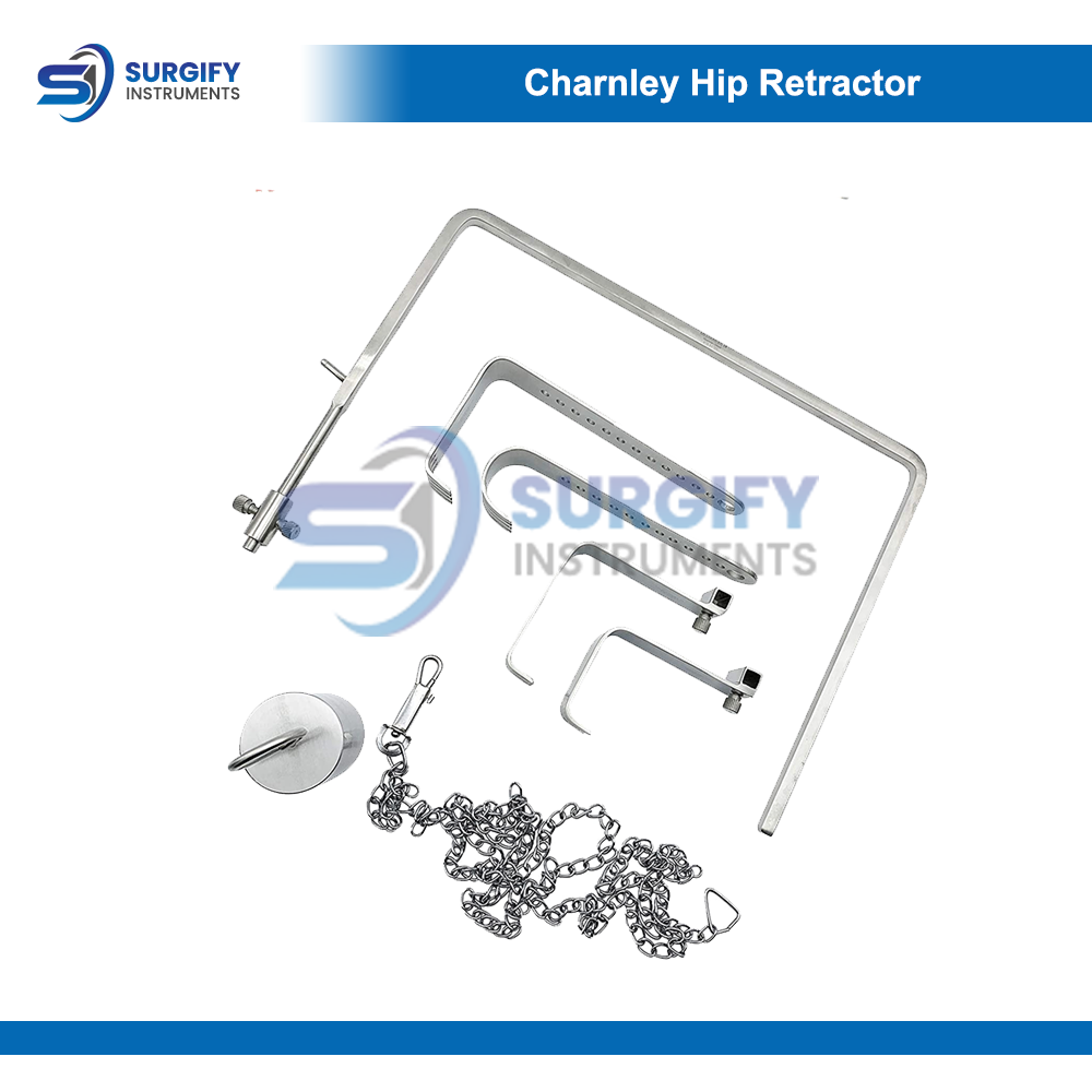 Charnley Hip Retractor Complete w 4 Blades, Weight and Chain Surgical OR Grade